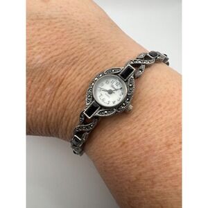 Vintage Xanadu Watch Marcasite Bracelet Art Deco Style NEEDS BATTERY 7"
